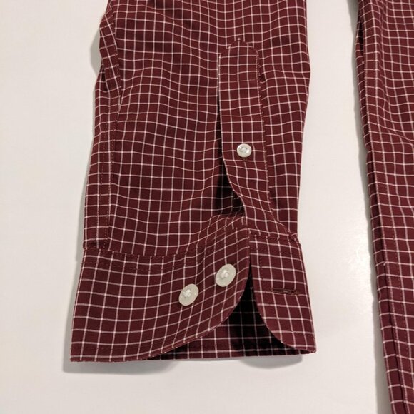 LLBean Slightly Fitted Red Wrinkle-Free Check Shirt Size Medium Tall - Picture 5 of 11
